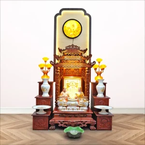 Bộ Ban Thờ Thần Tài Thổ Địa Sứ Trắng Sen Vàng - Thiên Đức
